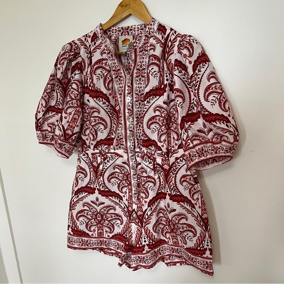 FARM Rio Off-White Tropical Cameo Organic Cotton Romper Size Large NWOT - Picture 5 of 7